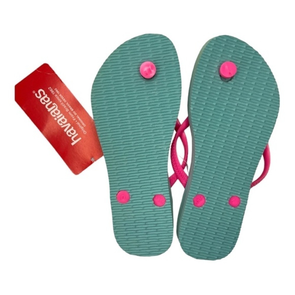 Havaianas Girls Slim VACAY Flamingo Beach Tropical Flip Flops Size 3/4 NWT - Picture 3 of 6